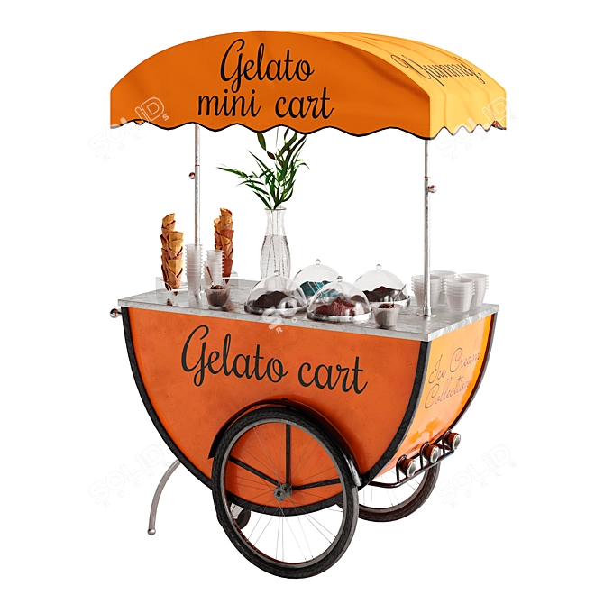 Mini Gelato Cart 2: Portable Frozen Delights 3D model image 1