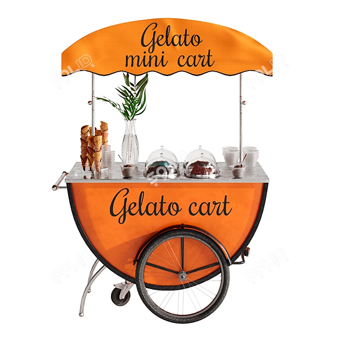 Mini Gelato Cart 2: Portable Frozen Delights 3D model image 2