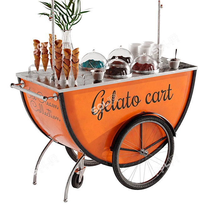 Mini Gelato Cart 2: Portable Frozen Delights 3D model image 3