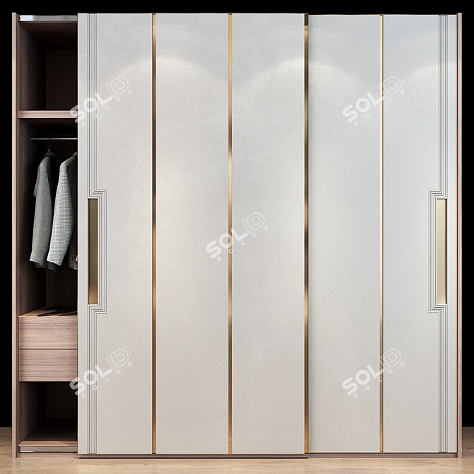 Luxury Gold Bedroom Cabinet 3D model image 1