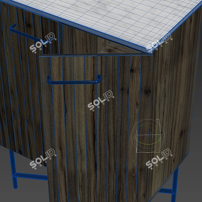 Elegant Mango Wood Drinks Cabinet 3D model image 5