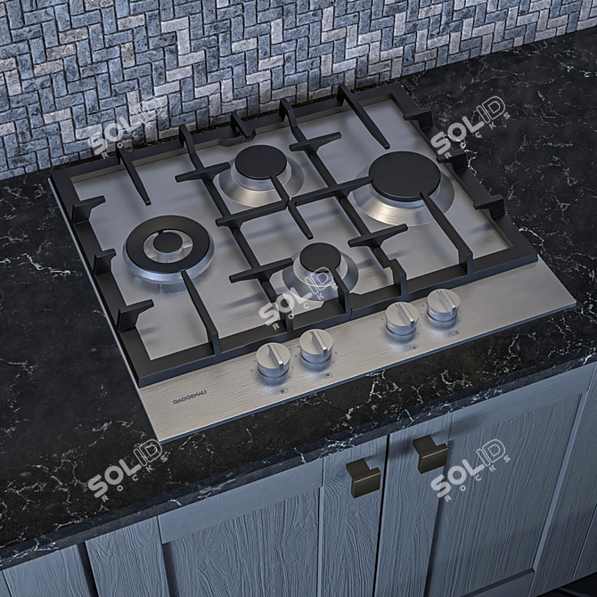 NeoClassic Kitchen: Stylish Gas Cooktop, Double Oven, and more 3D model image 5