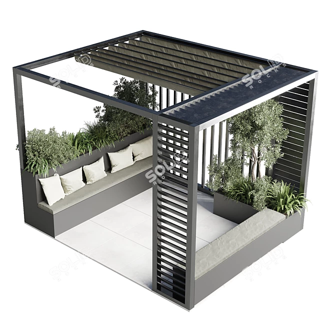 Multi-functional Pergola with Roof Garden 3D model image 3