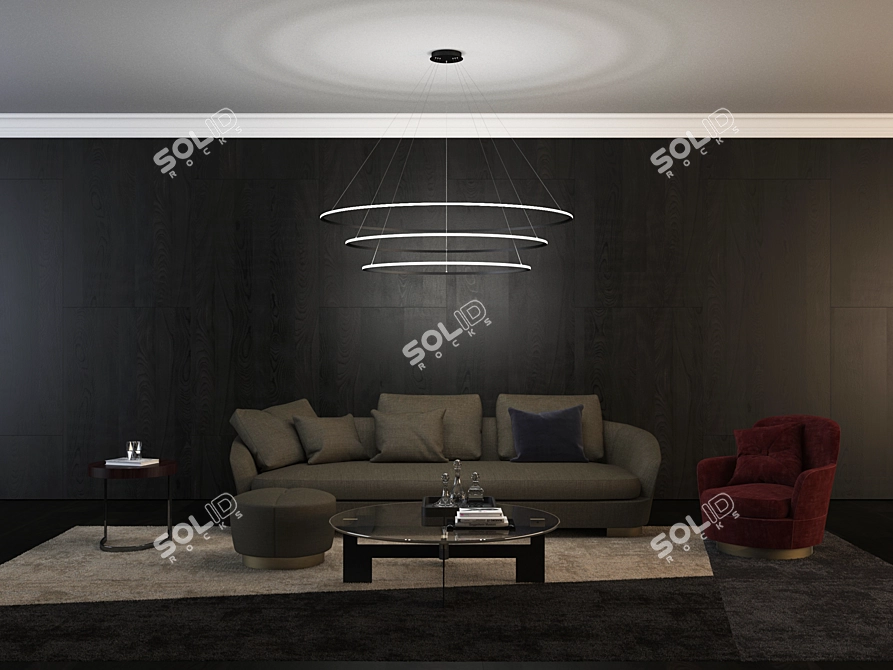 Title: GLODE Triple Inverse Pendant: Sleek Metal Design 3D model image 3