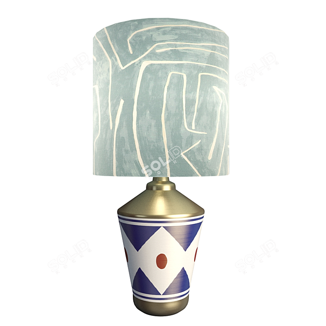 Elegant Brass Table Lamp 3D model image 4