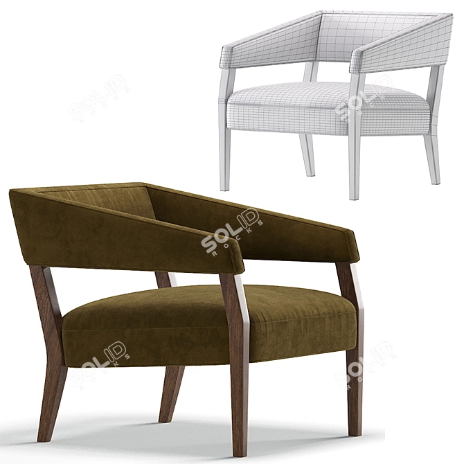 Sleek Angle Arm Club Chair 3D model image 7