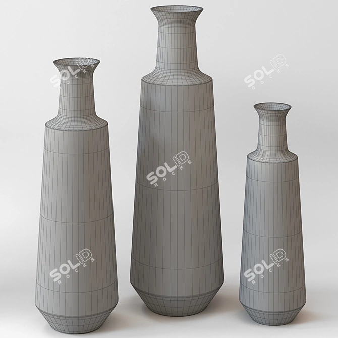 Modern Trio Vase Set 3D model image 3