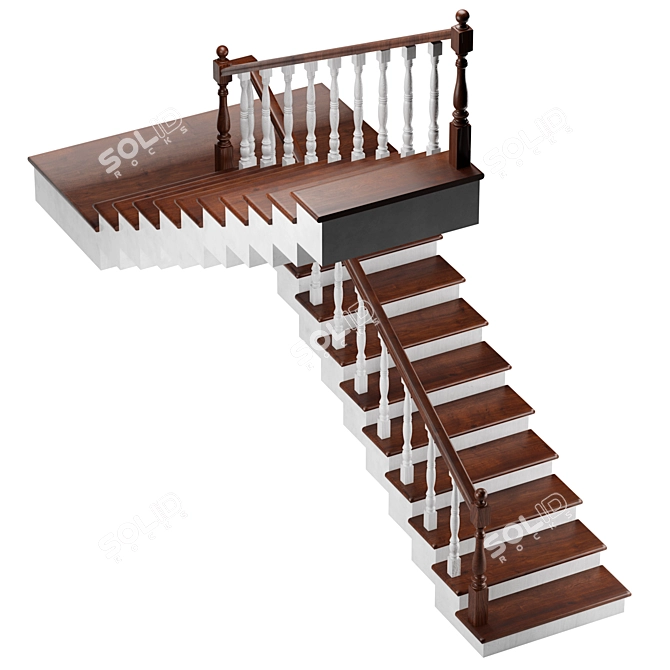 Rustic Wooden Ladder - 4000mm Length 3D model image 3