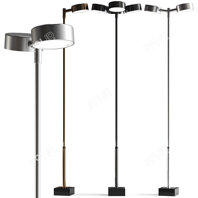 Sleek Tvåpuck Outdoor Floor Lamp 3D model image 1