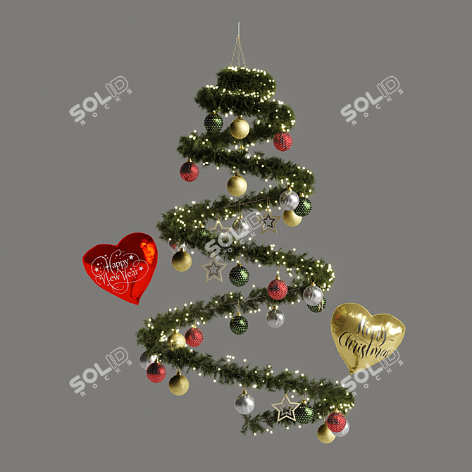 Festive Holiday Hanging Pine Plant 3D model image 3