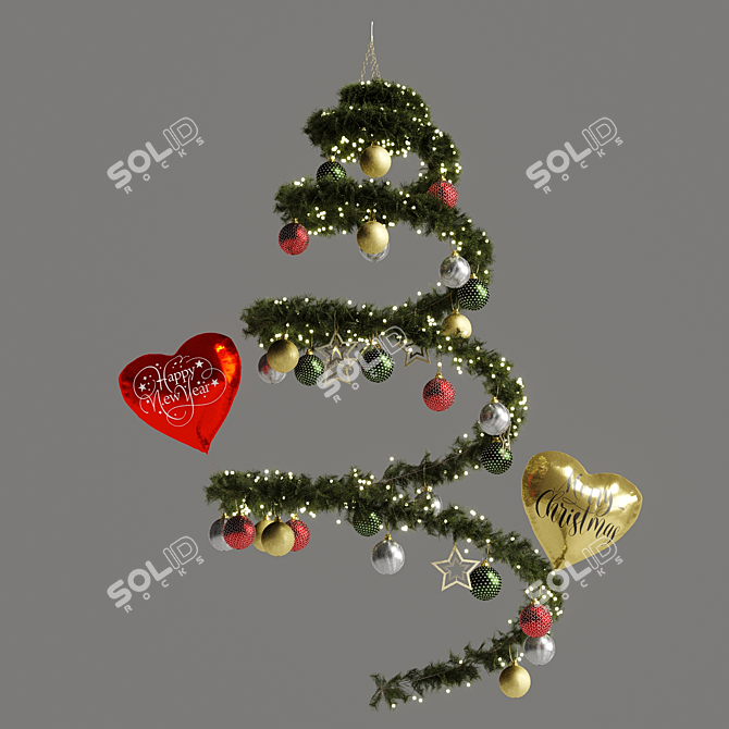Festive Holiday Hanging Pine Plant 3D model image 4