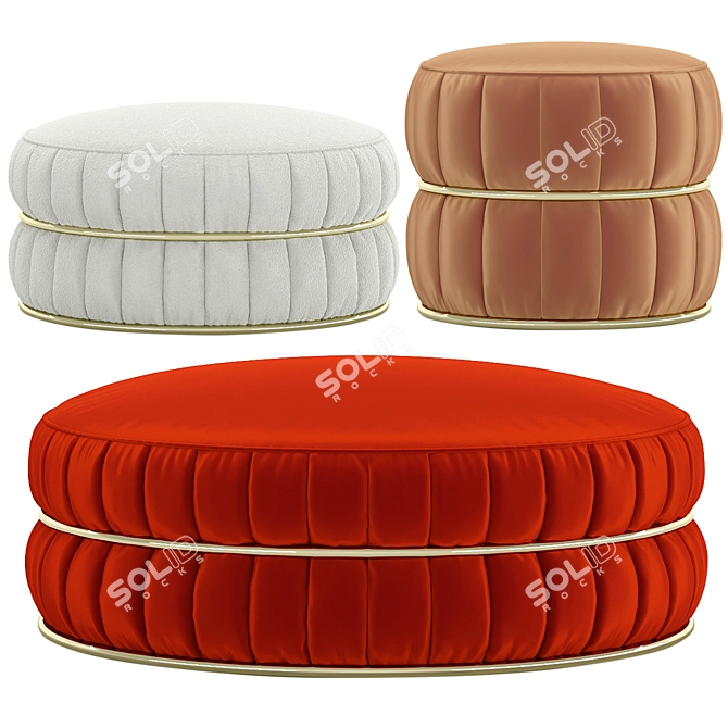 Lillo Gold Ring Pouf 3D model image 1