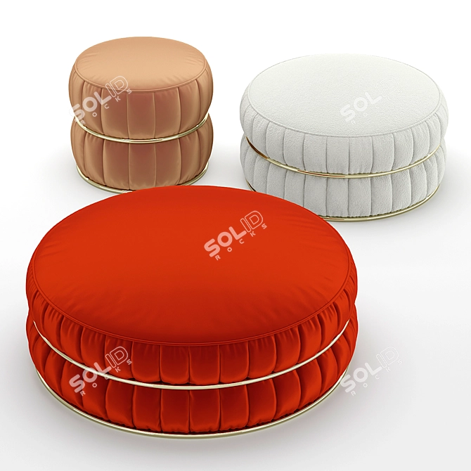 Lillo Gold Ring Pouf 3D model image 2