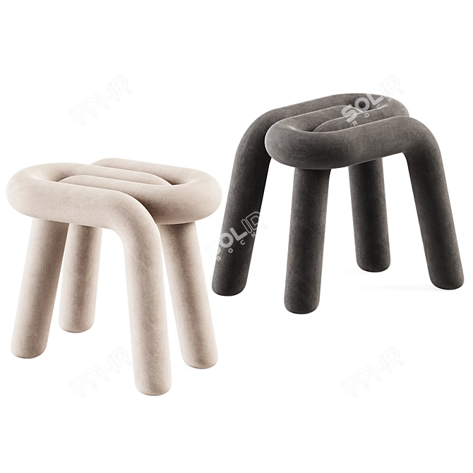 Uniquely Curved Moustache Stool 3D model image 1