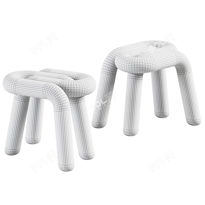 Uniquely Curved Moustache Stool 3D model image 2