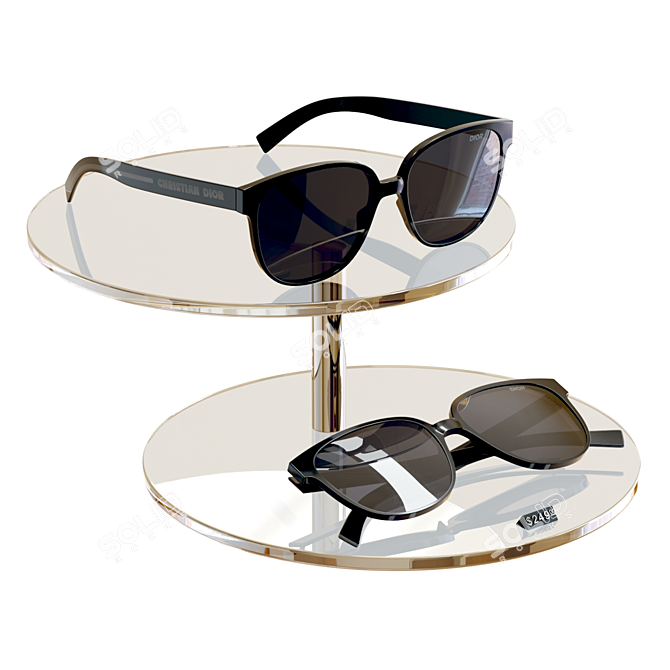 Dior Flag 1 Black Sunglasses: Stylish Store Display 3D model image 1