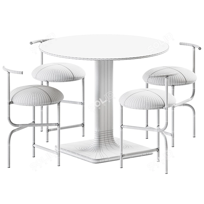 Modern Minimalist Dining Set by Varaschin & Stellar Works 3D model image 2