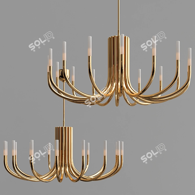 Elegant LED Oval Chandelier 3D model image 3