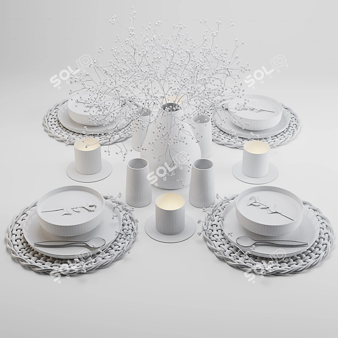 Elegant Tableware Set 3D model image 4