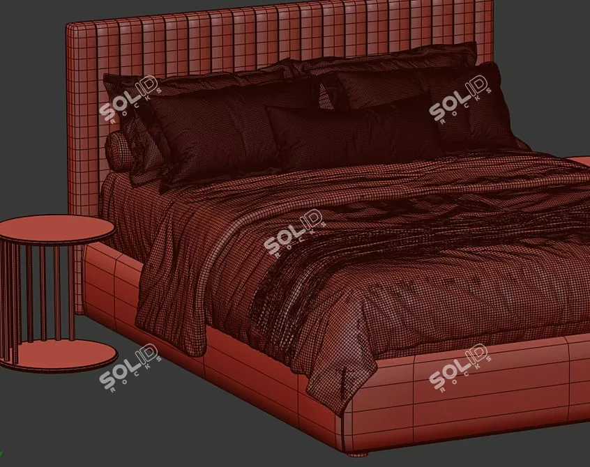 Elegant Queen Bed by Bolzan Letti 3D model image 4