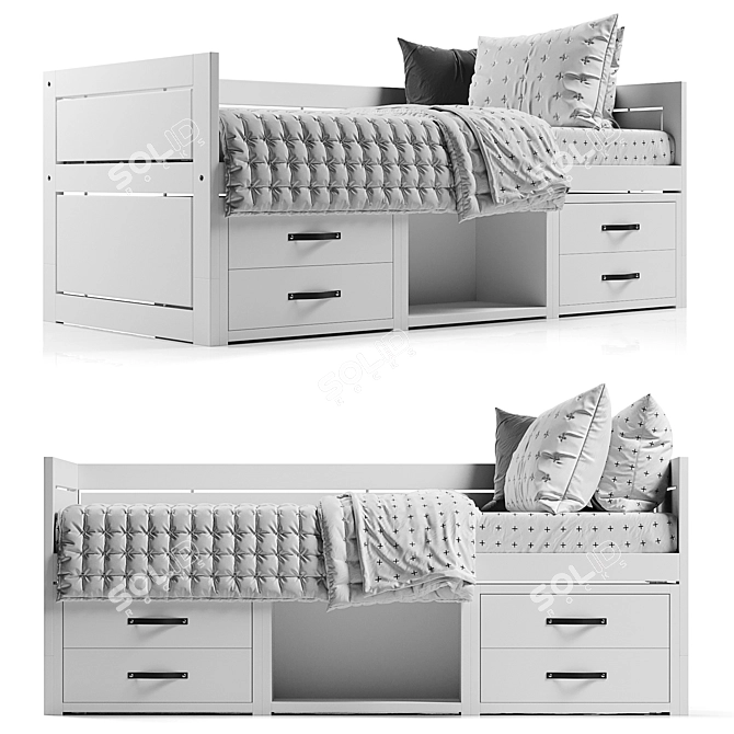 Modern Cabin Bed-M2: Stylish, Space-Saving Design 3D model image 1