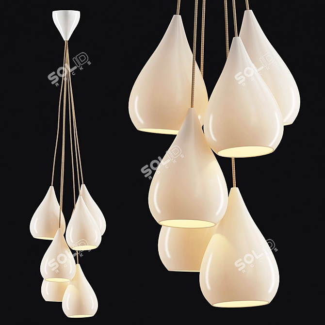 White Crystal Drop Pendant 3D model image 3