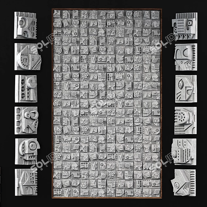 Hieroglyphic Cube Panel - Decorative, Big, No. 5 3D model image 7