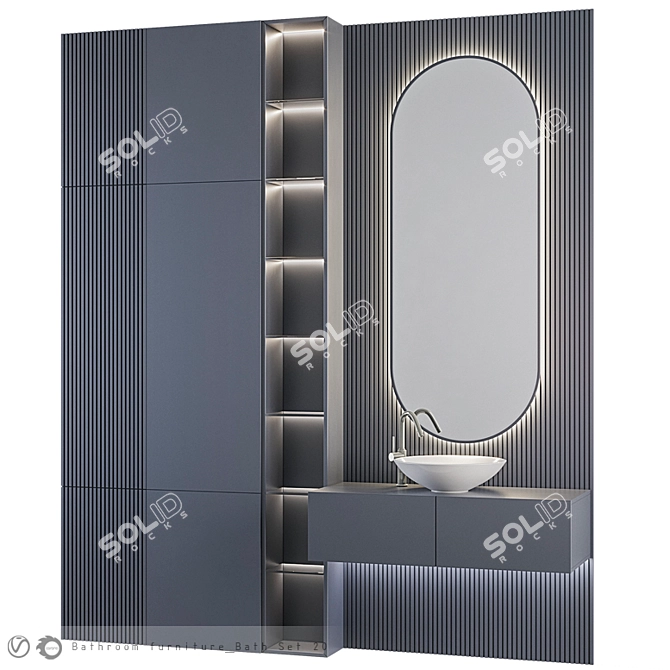 Modern Bathroom Set - 20 Pieces 3D model image 1