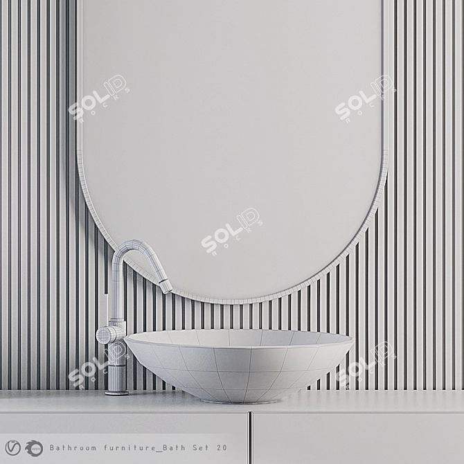 Modern Bathroom Set - 20 Pieces 3D model image 4