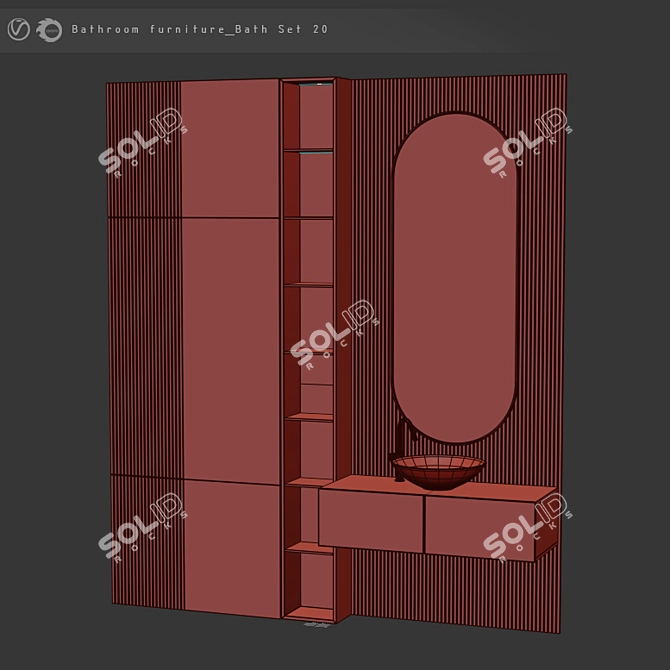 Modern Bathroom Set - 20 Pieces 3D model image 6