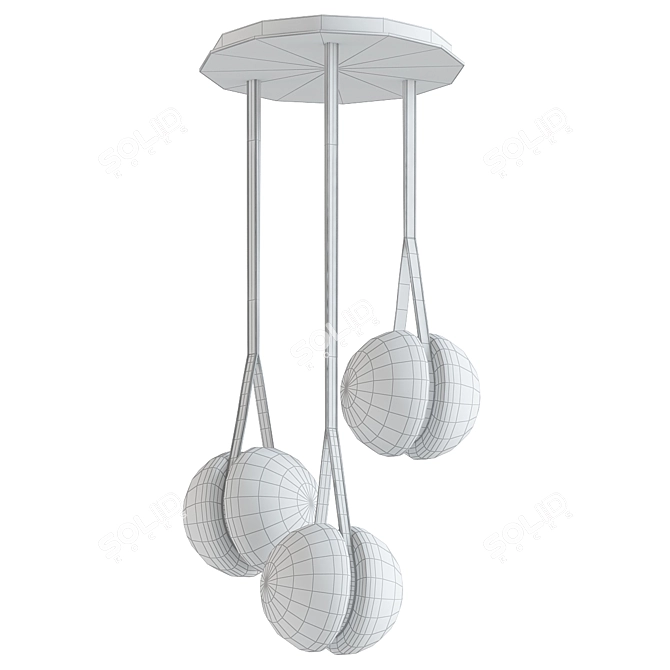 Stylish Glass Ball LED Pendant 3D model image 2