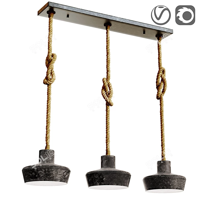 Industrial Enigma: 3 RALF Pendant Lights 3D model image 1
