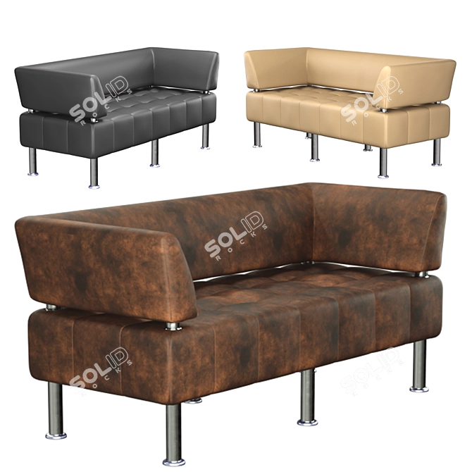 Elegant Office Deuce Sofa 3D model image 1