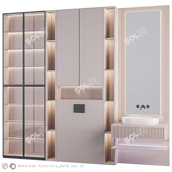 Modern Bathroom Furniture Set 3D model image 1