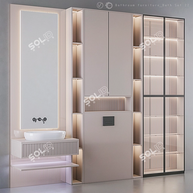 Modern Bathroom Furniture Set 3D model image 2