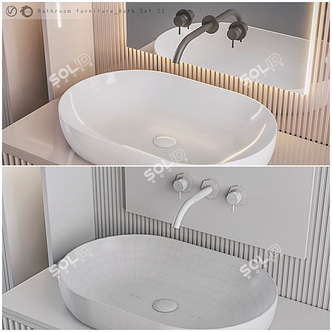 Modern Bathroom Furniture Set 3D model image 3