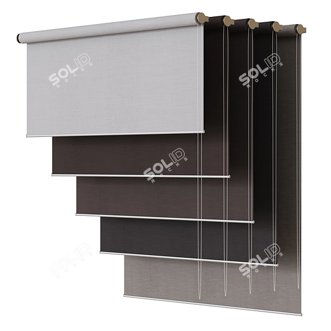 Customizable Roller Blinds: Edit Length, Width, and Fabric Texture 3D model image 2