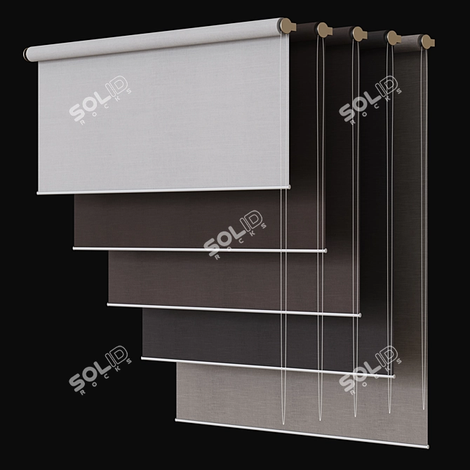 Customizable Roller Blinds: Edit Length, Width, and Fabric Texture 3D model image 3