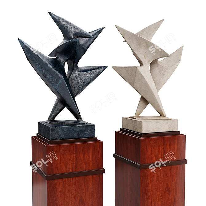 Sleek Abstract Metal Sculpture 3D model image 1