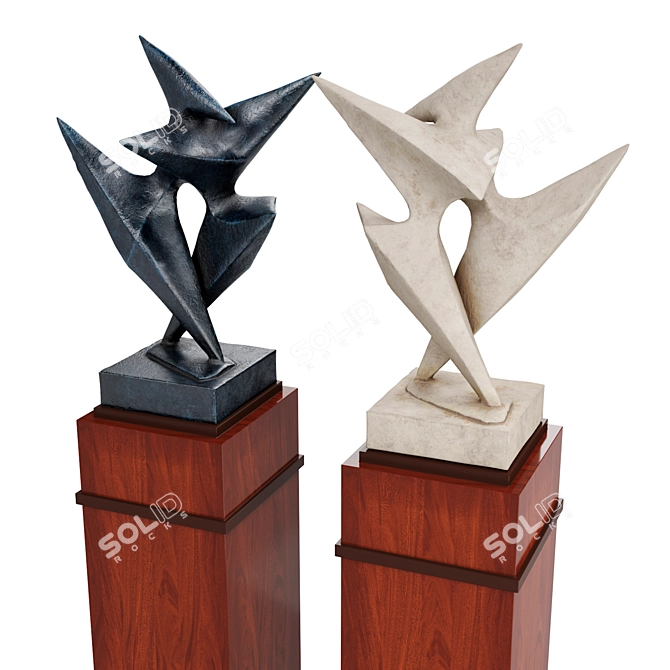 Sleek Abstract Metal Sculpture 3D model image 3