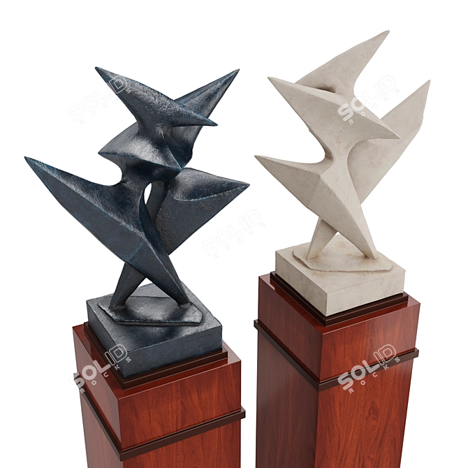 Sleek Abstract Metal Sculpture 3D model image 4