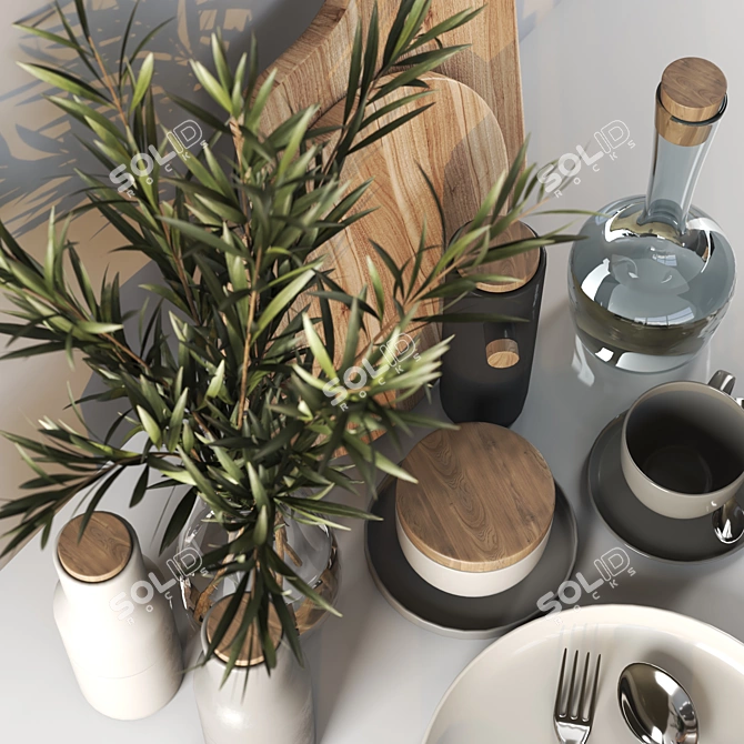 Sleek Kitchen Accessories Set 3D model image 6