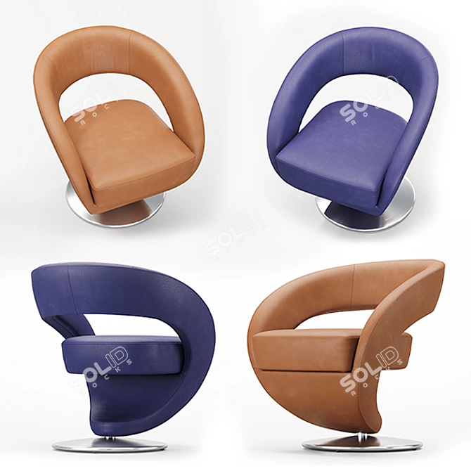 Modern Leather Armchair 7398 - SESSEL 3D model image 9