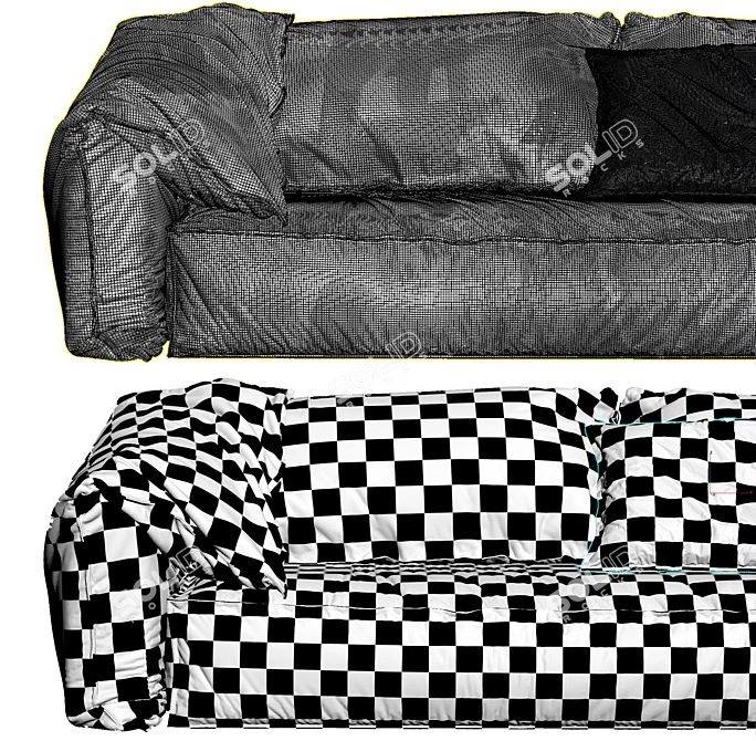 Elegant Velour Sofa 3D model image 4