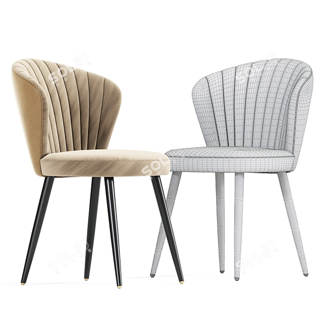 Elegant Fabric Dining Chair 3D model image 2