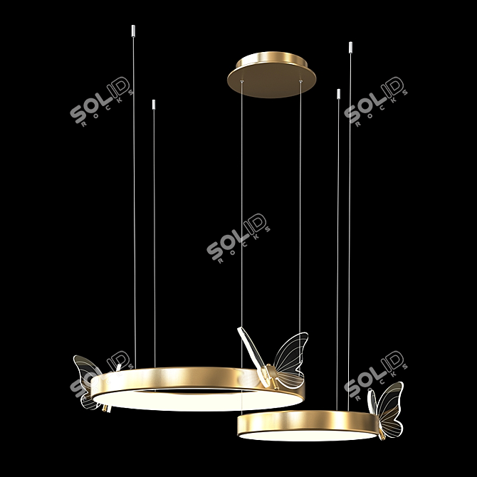 Glowing Butterfly Chandeliers 3D model image 2