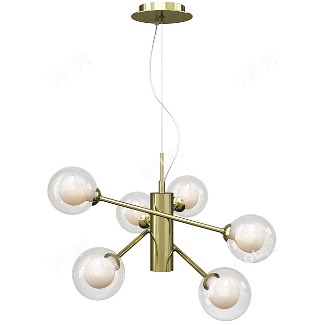 Elegant Gold Pendant with Glass Globe Shades 3D model image 1