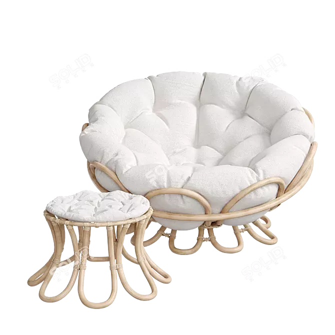 Elegant Rattan Papasan Chair 3D model image 5