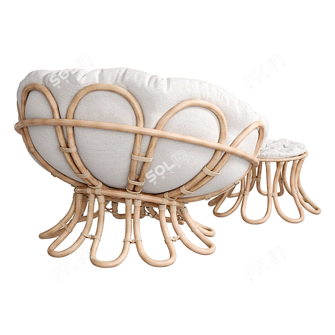Elegant Rattan Papasan Chair 3D model image 8