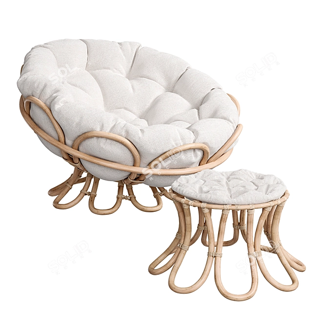 Elegant Rattan Papasan Chair 3D model image 10
